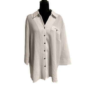 Como white button up blouse size 2X